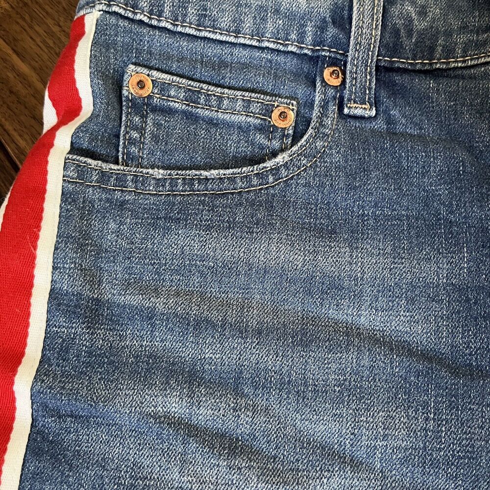 Gap 1969 High Rise Cut-Off Denim Shorts Stripe Sides Size 29 - Picture 2 of 11